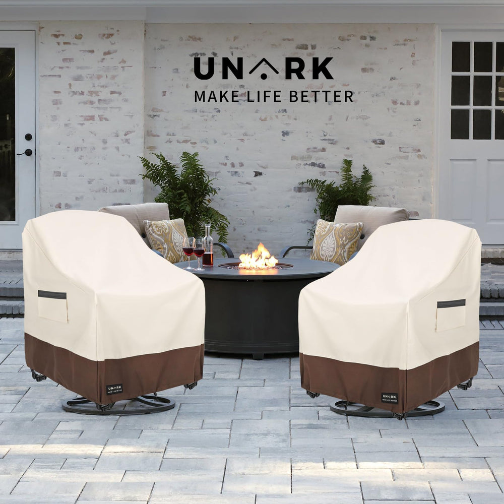 UNARK Swivel Patio Chair Cover showing air vents