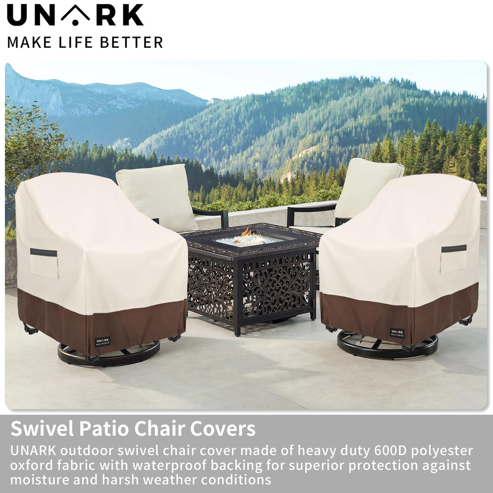 UNARK Swivel Patio Chair Cover with click-close straps