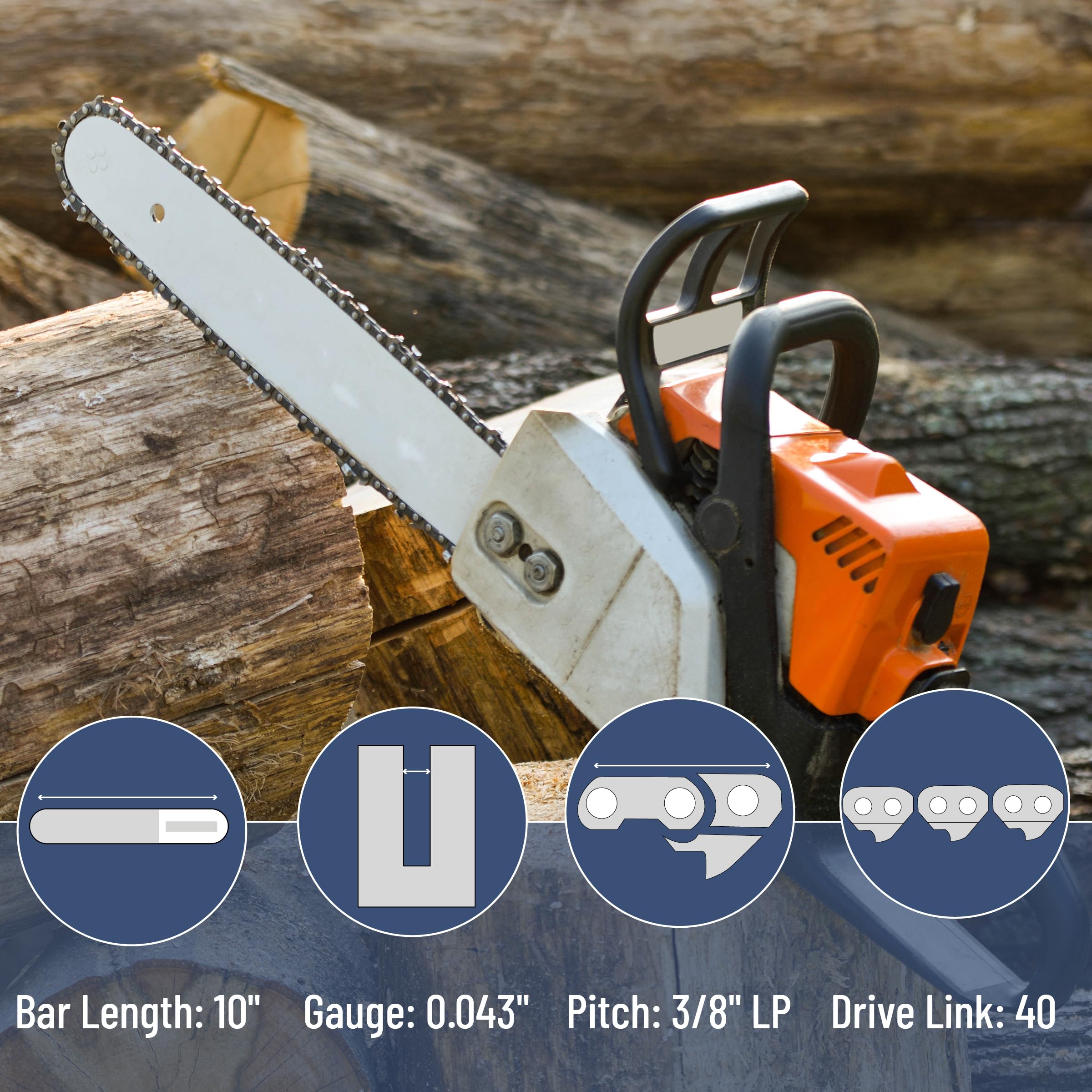 UNCO 10 inch chainsaw chain with 40 drive links