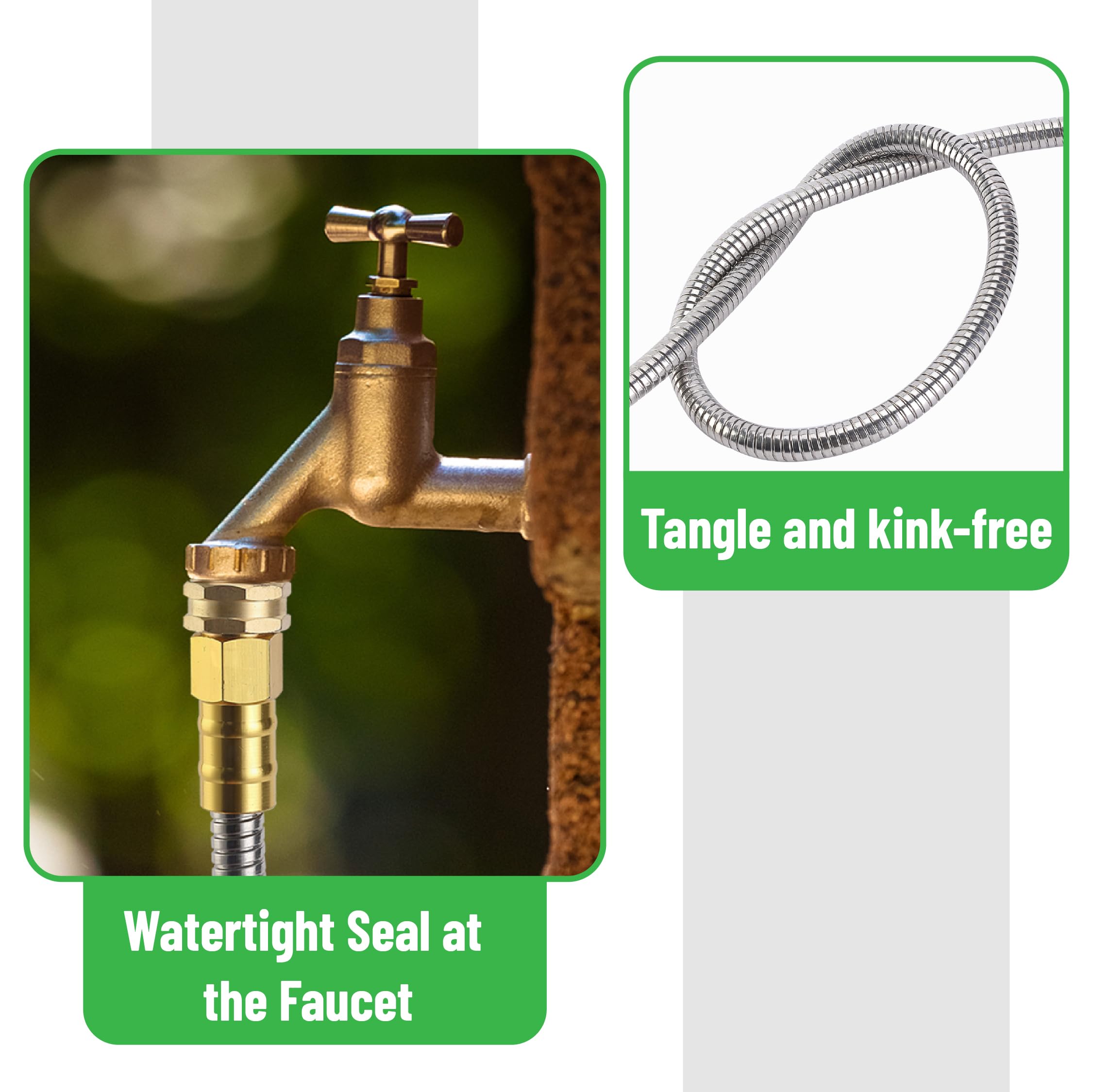 UNCO 15 ft garden hose attached to a spigot