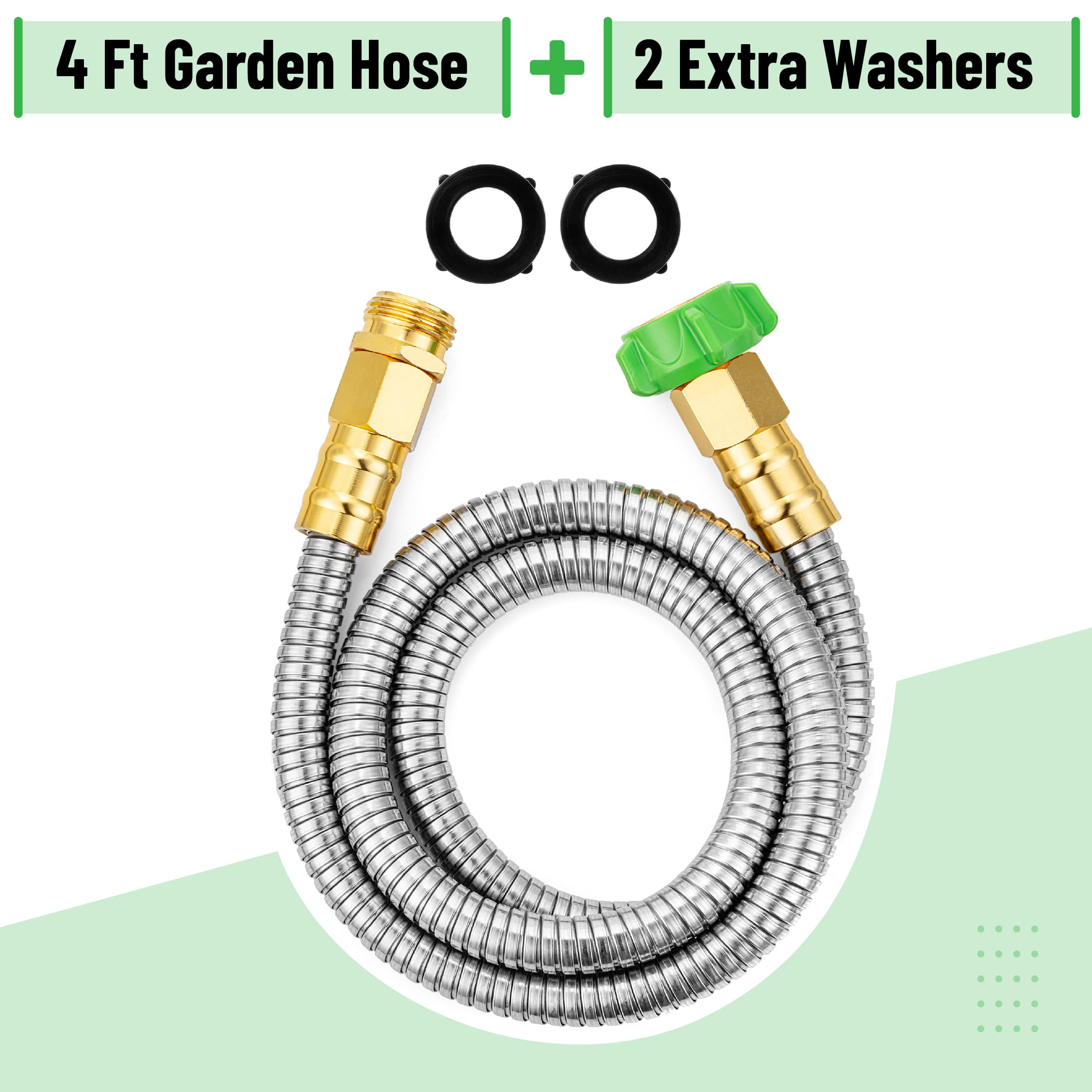 UNCO 4 ft stainless steel hose coiled for storage