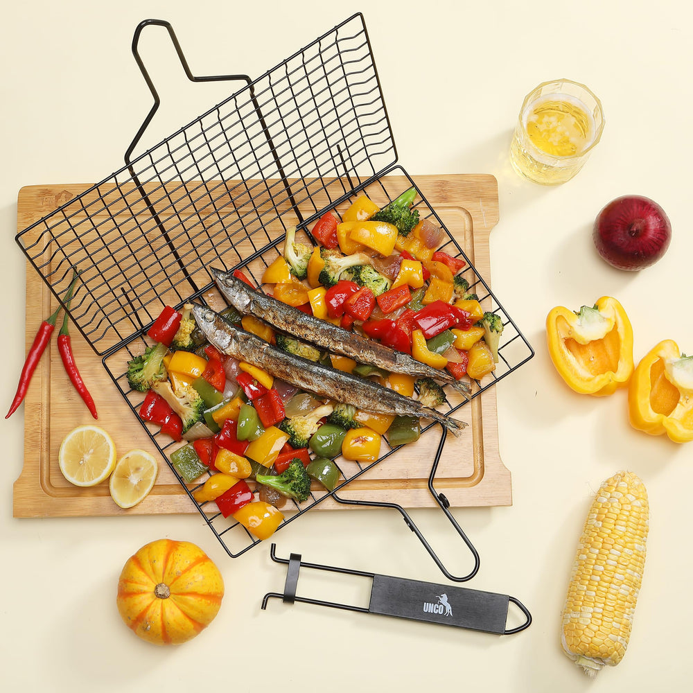 UNCO BBQ Grill Basket close-up of stainless steel material