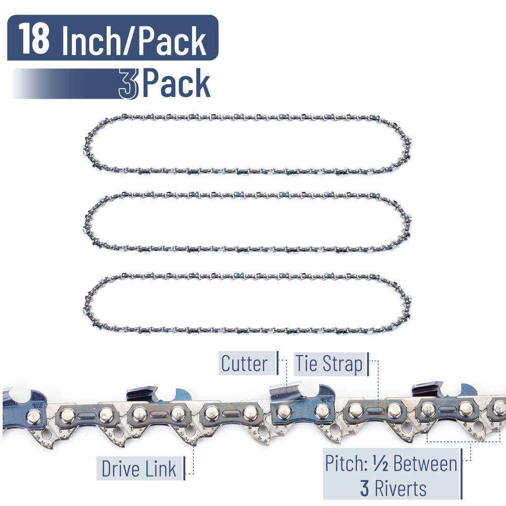 UNCO chainsaw chain showing specifications and details