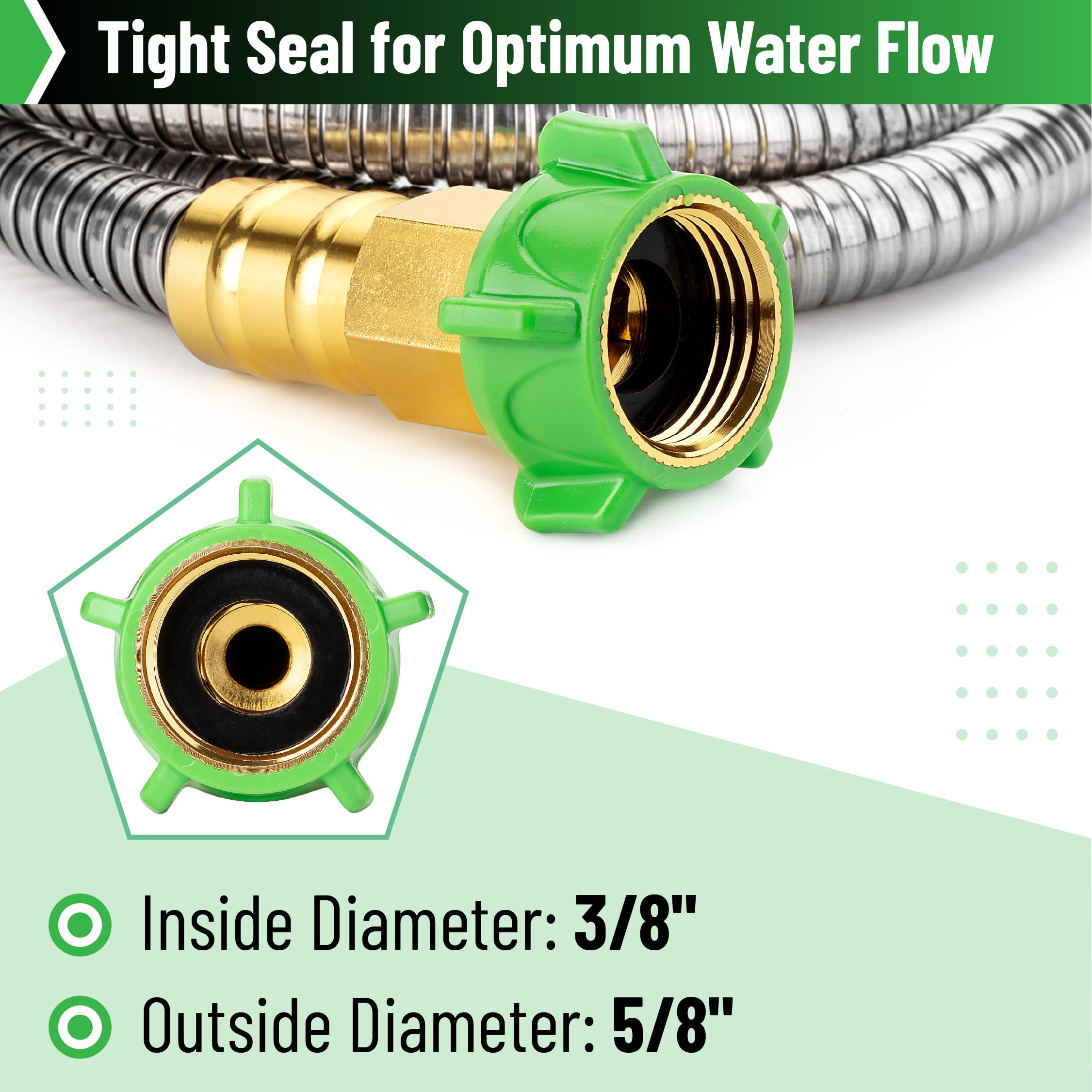UNCO garden hose connected to a spigot