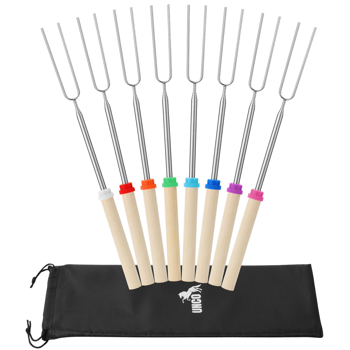 UNCO marshmallow roasting sticks 32 inches in a black canvas bag