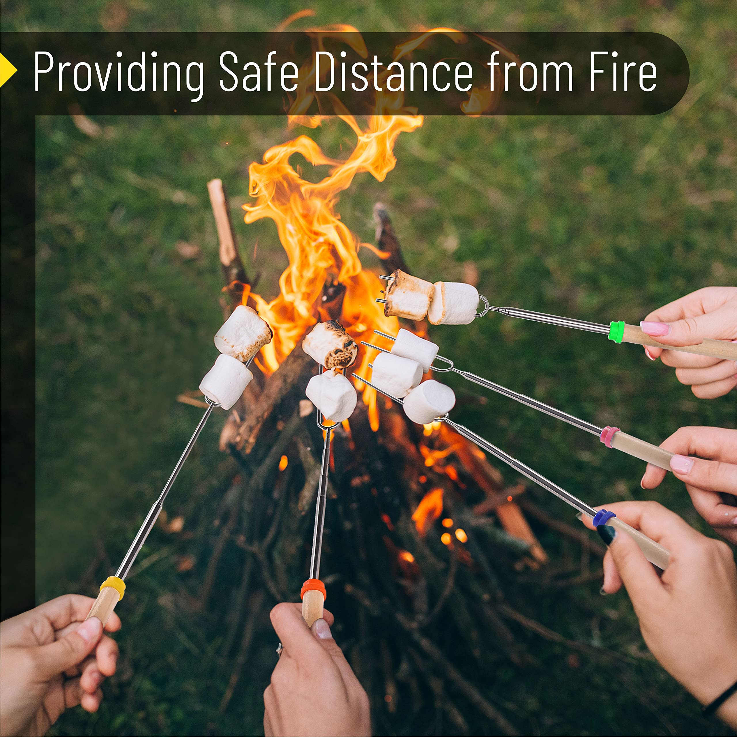 UNCO marshmallow roasting sticks displayed with s'mores ingredients