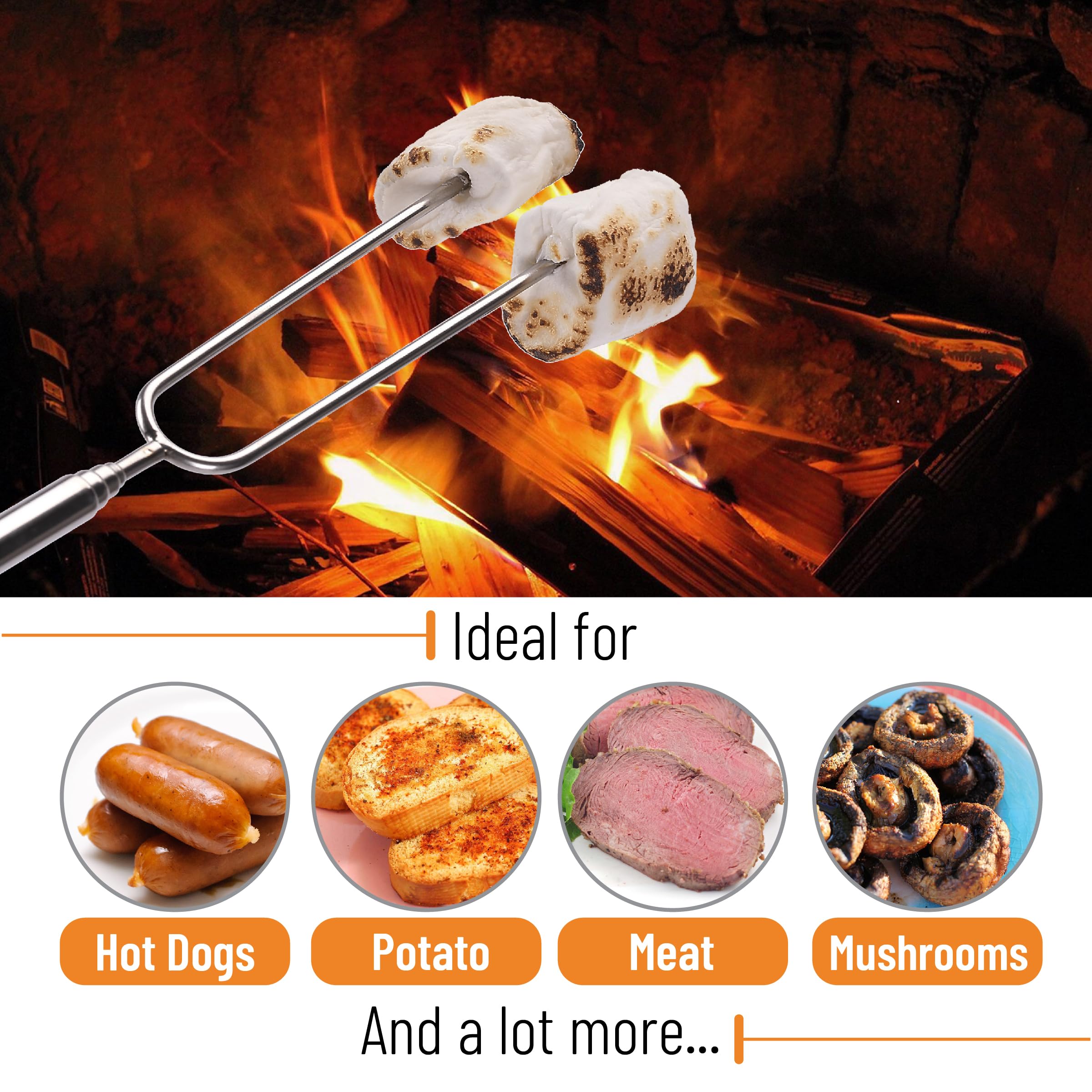 UNCO Marshmallow Roasting Sticks in use at a backyard fire pit