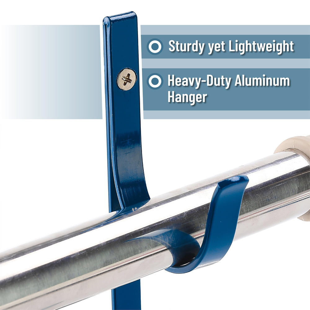 UNCO Pool Pole Hanger blue model packaging with product details