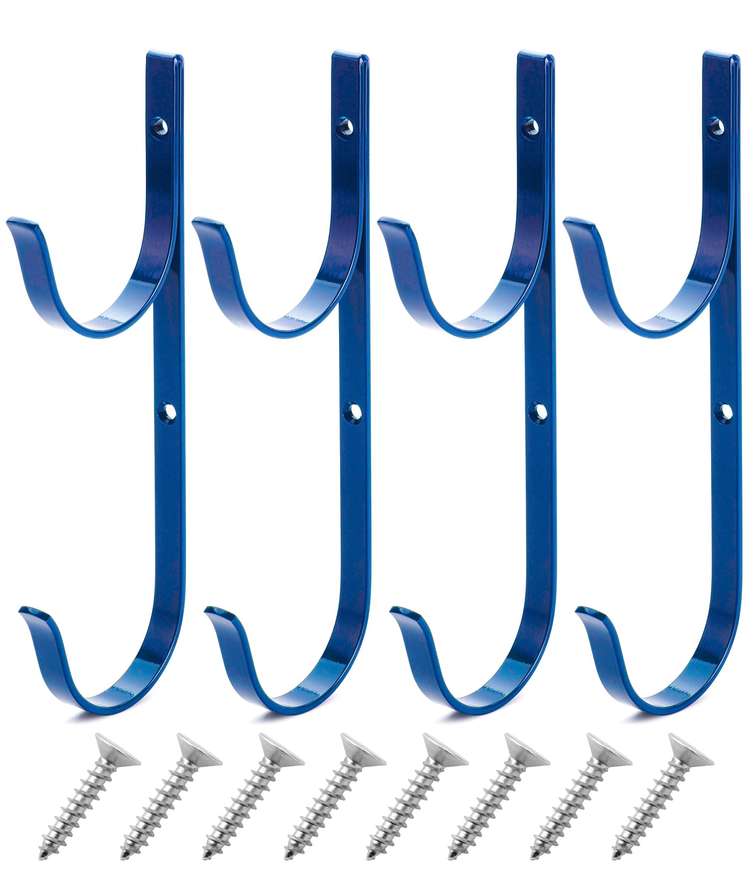 UNCO Pool Pole Hanger Set, four blue hooks with screws