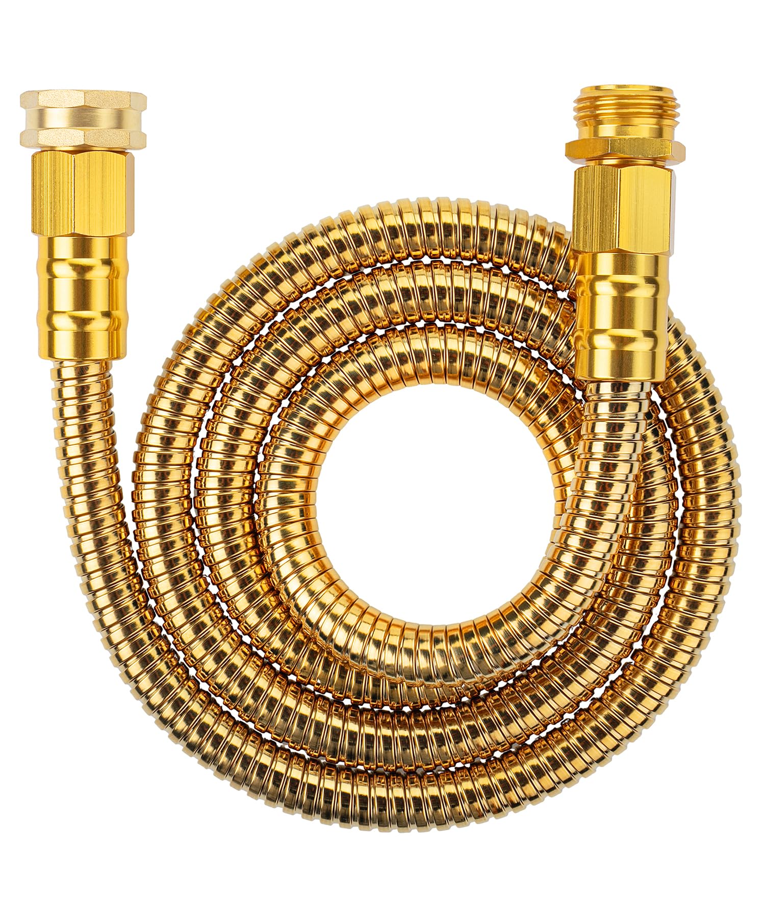 UNCO stainless steel garden hose 5 feet gold front view