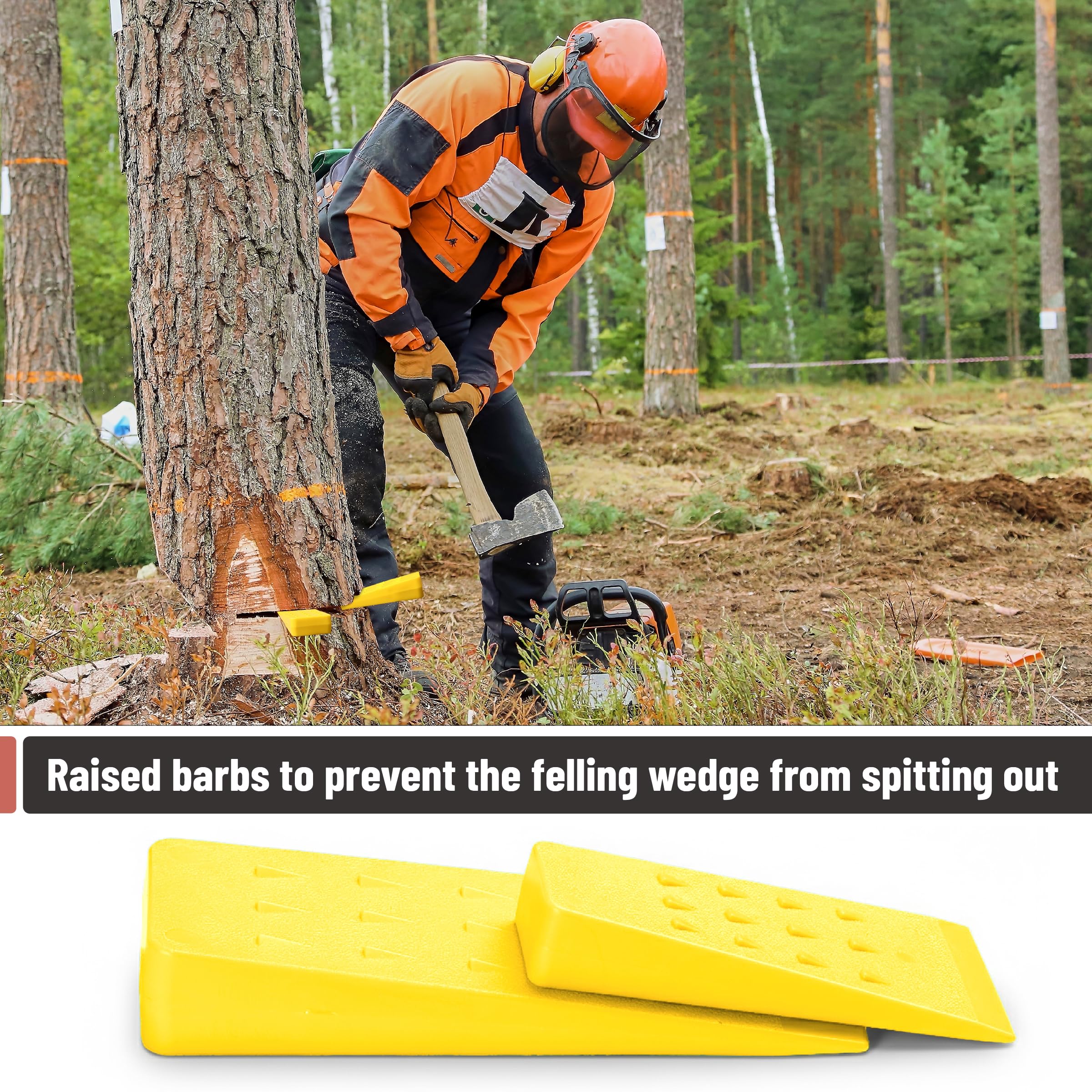 UNCO tree felling wedges showing size comparison