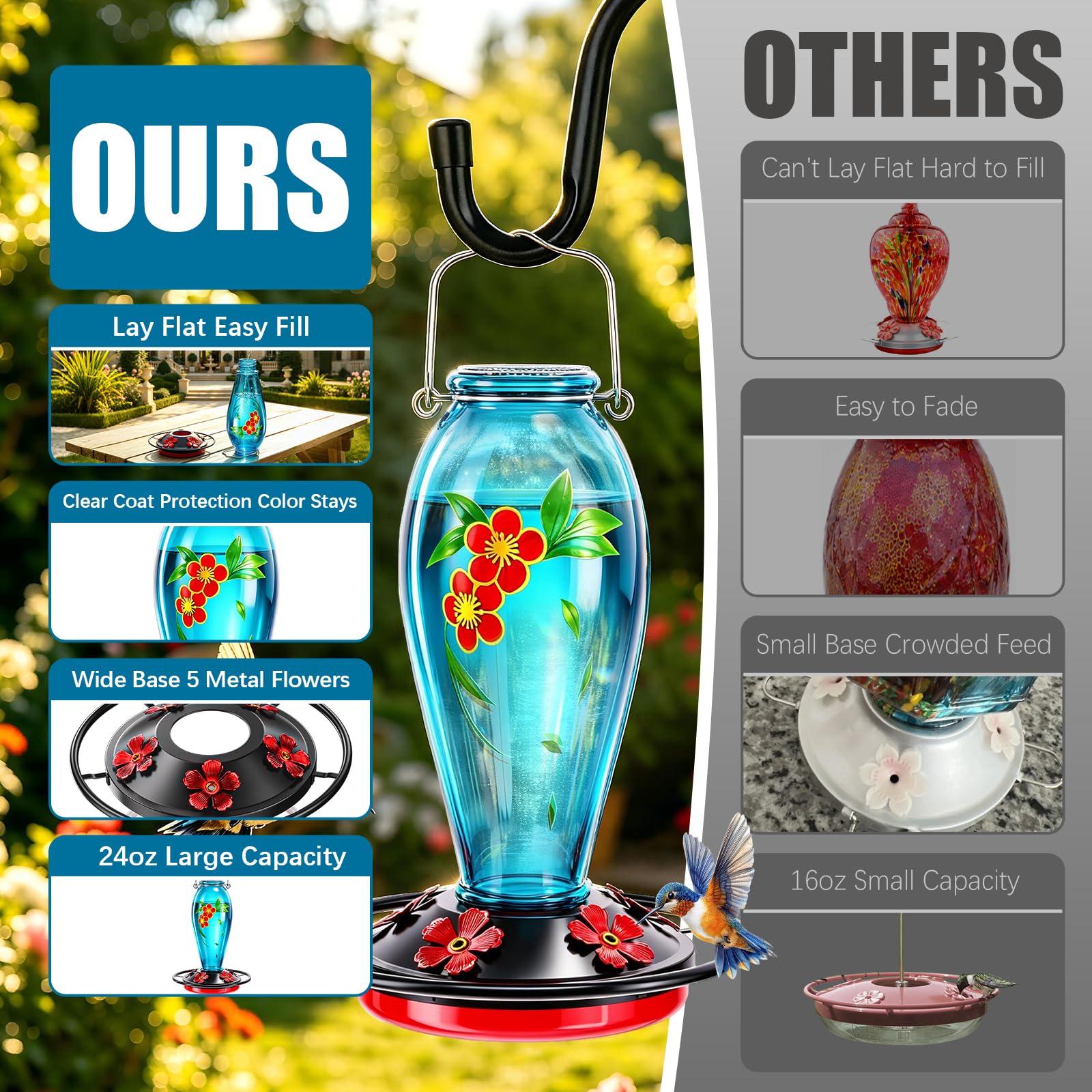 Underneath view of YHCHHZUI Hummingbird Feeder showing silicone sealing ring