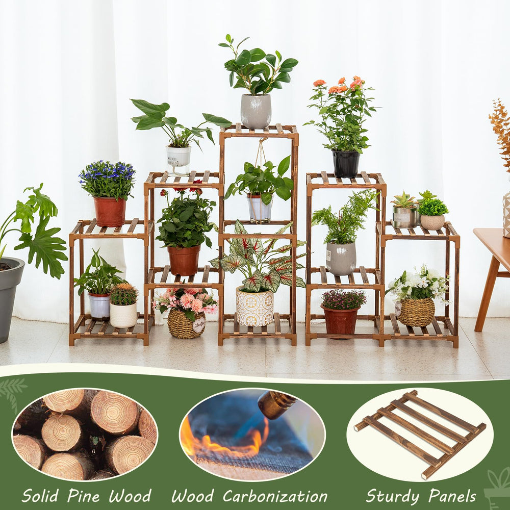 Uneedem 10 Tiered Plant Stand side view with plants