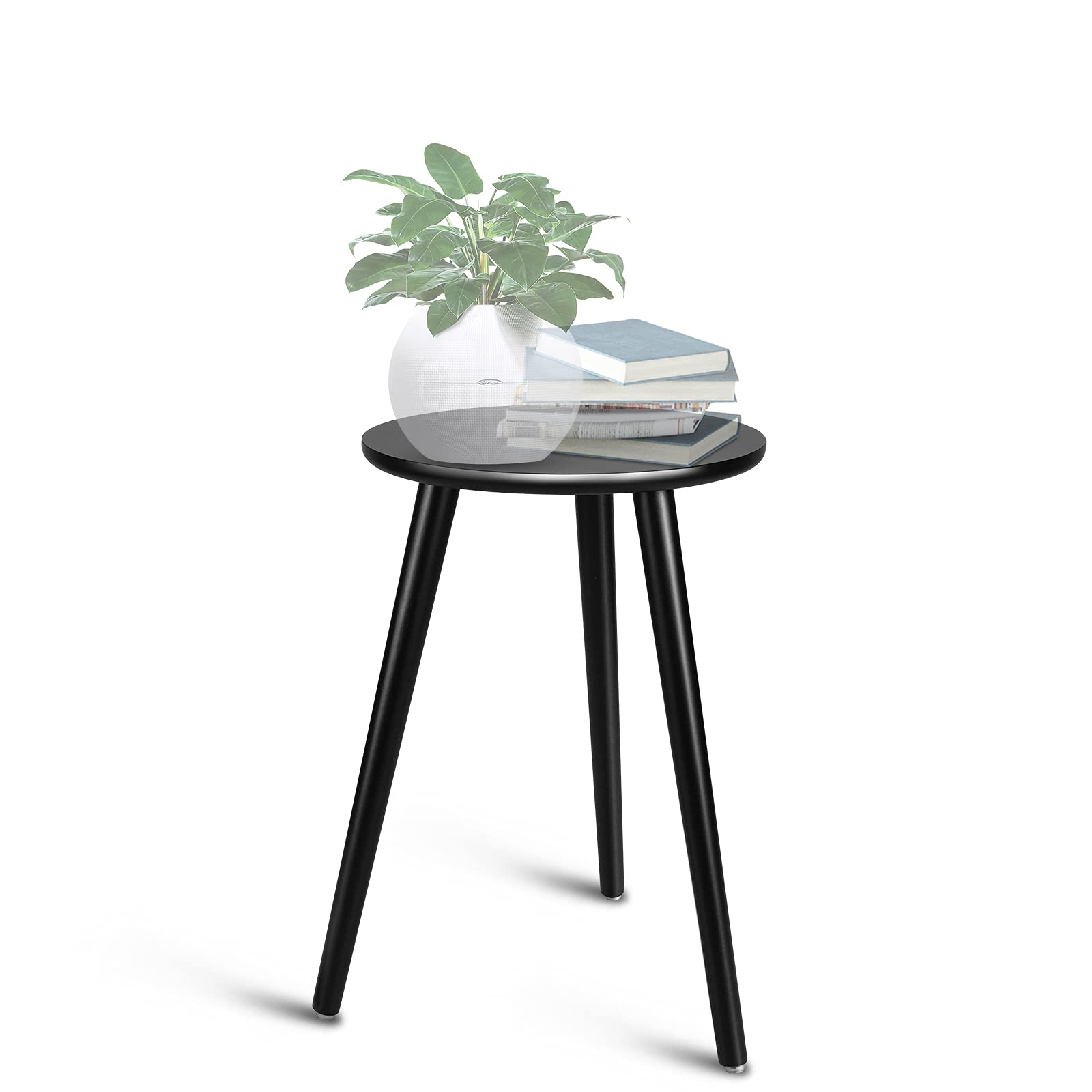 Uneedem Indoor Plant Stand 16.5" tall black wood side table