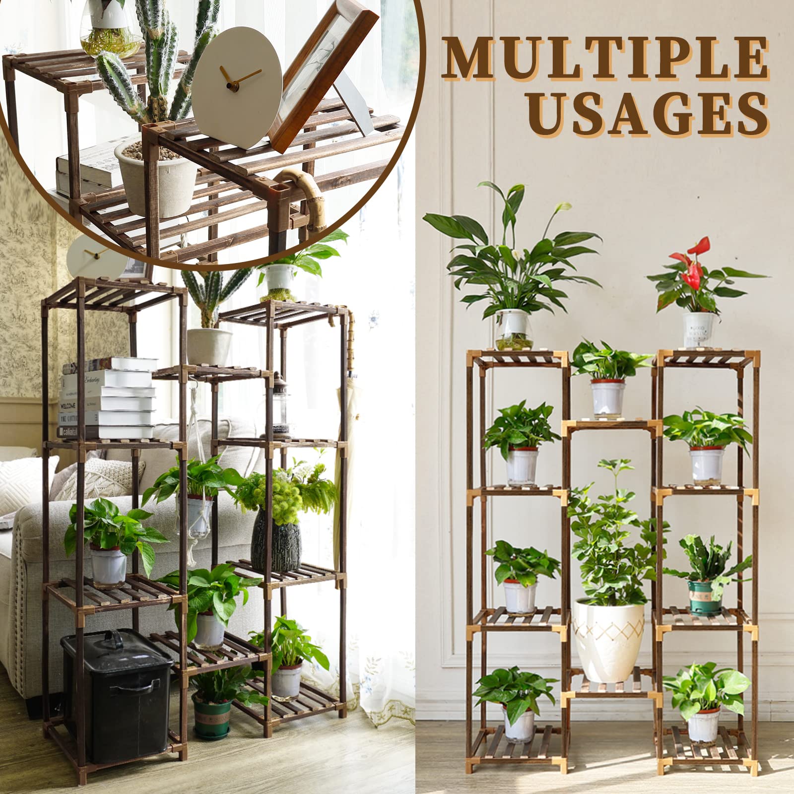 Uneedem Plant Stand 10 Tiered Wood Rack assembly instructions