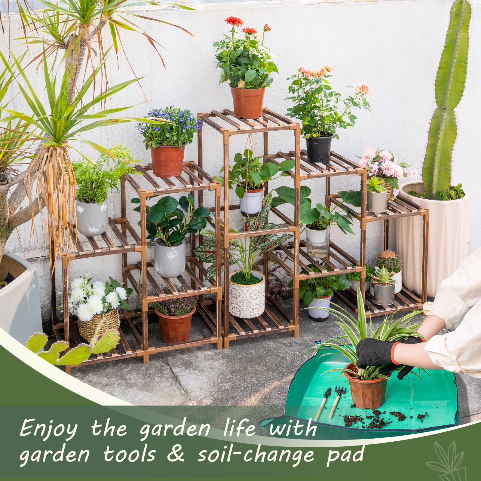 Uneedem Plant Stand holding various plant pots