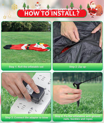 Unfolded EAONE Inflatable Santa in a yard