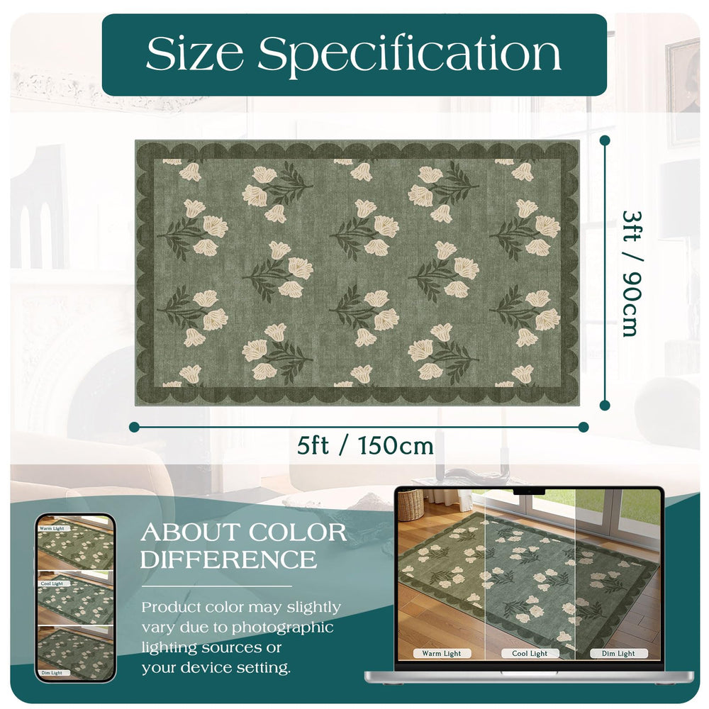 Unfolded Othilic Floral Rug with temporary creases