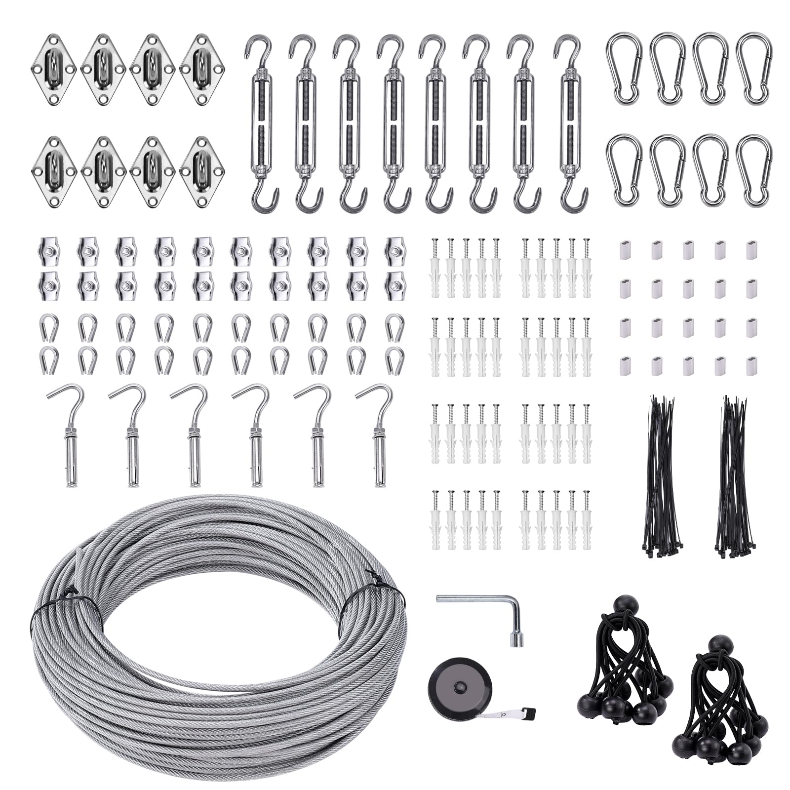 Unicaravan Shade Sail Hardware Kit front view with all components
