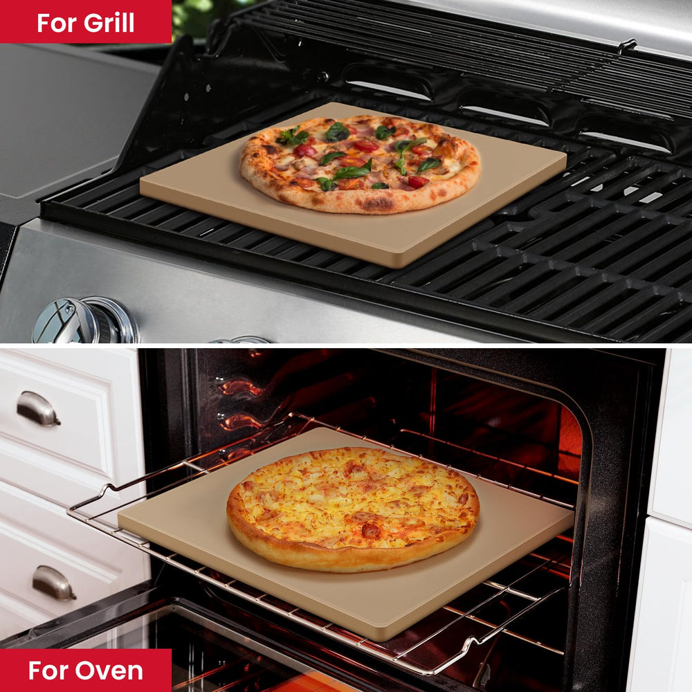 Unicook 11 Inch Square Pizza Stone with dough scraper