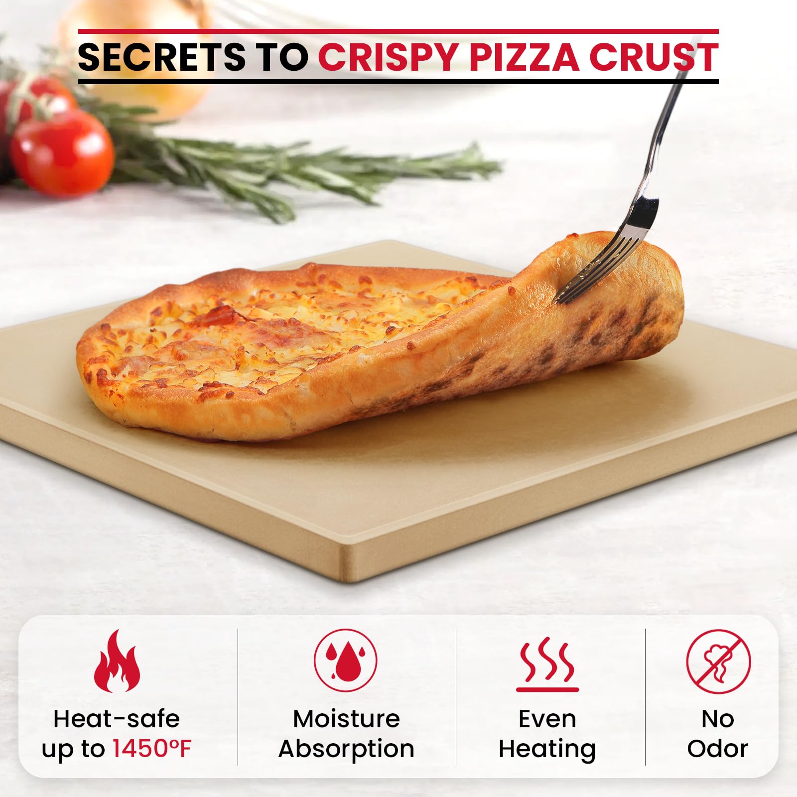 Unicook 13-inch square pizza stone side view