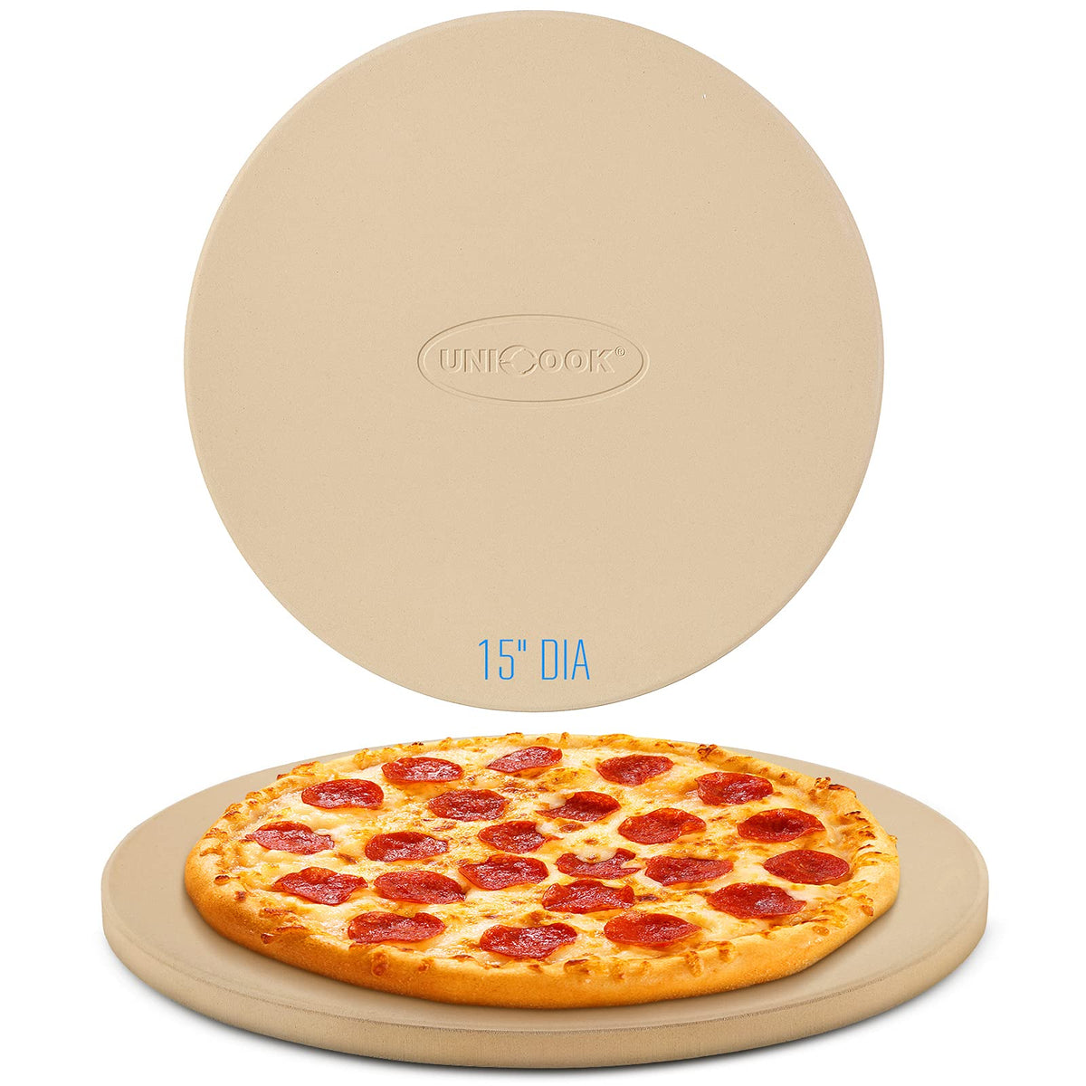 Unicook 15-inch round pizza stone front view