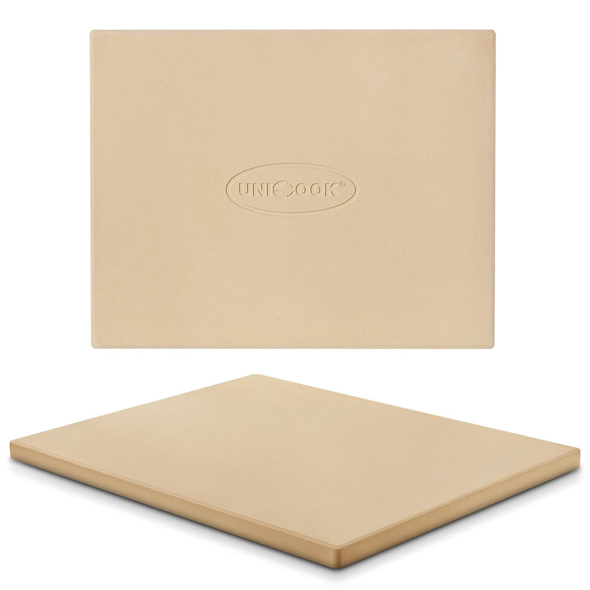 Unicook 15 x 12 inch rectangular pizza stone front view