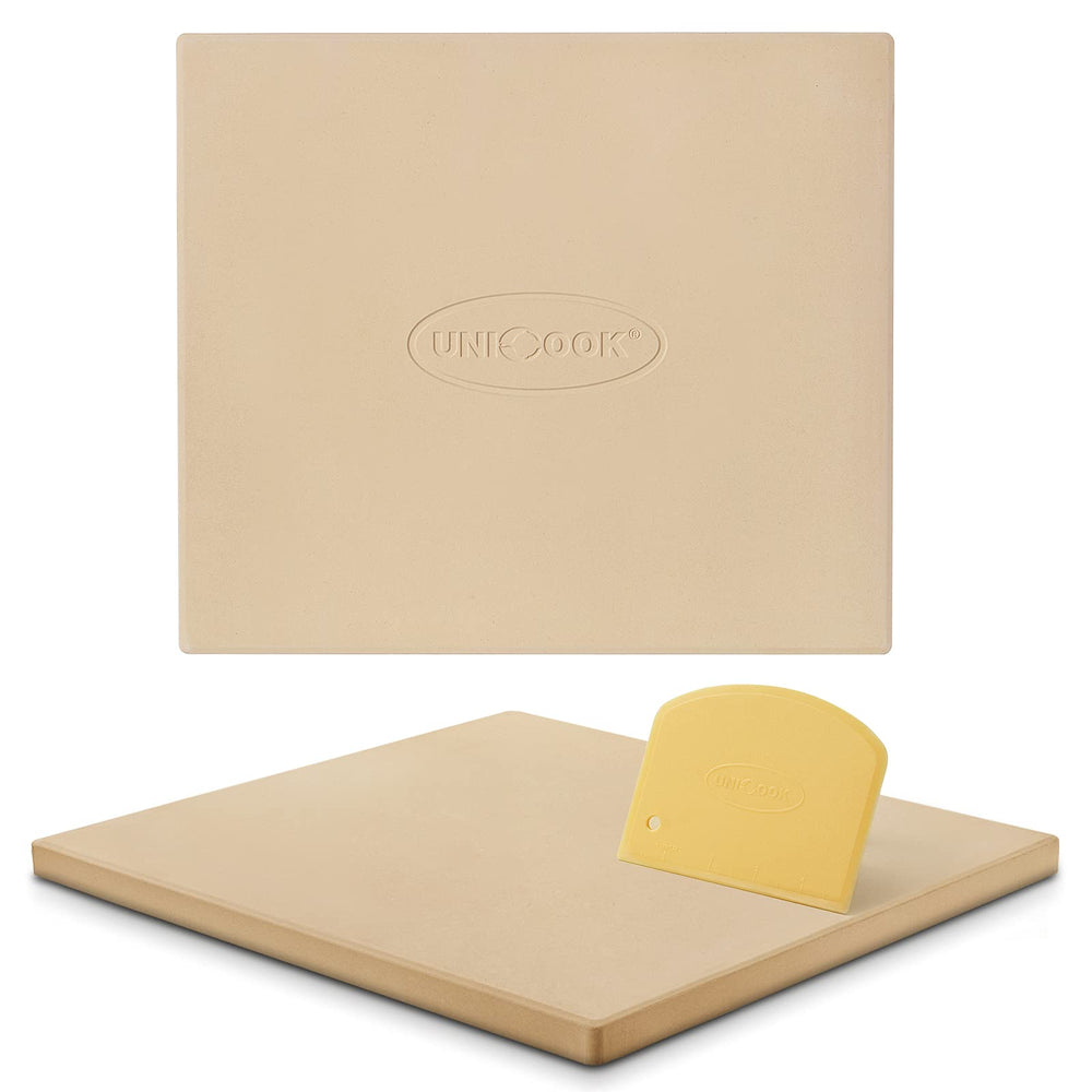 Unicook 16 x 14 Inch Pizza Stone front view, beige