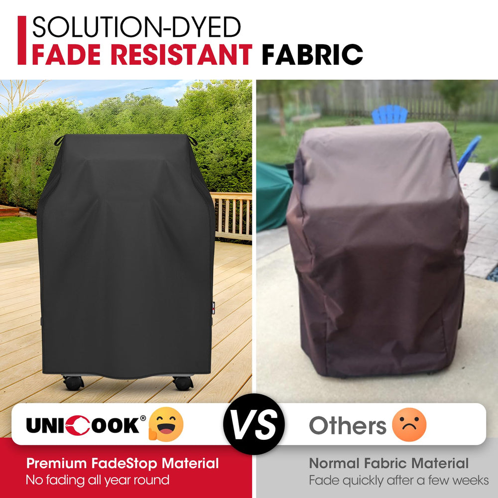 Unicook 32 Inch grill cover side view with water beading