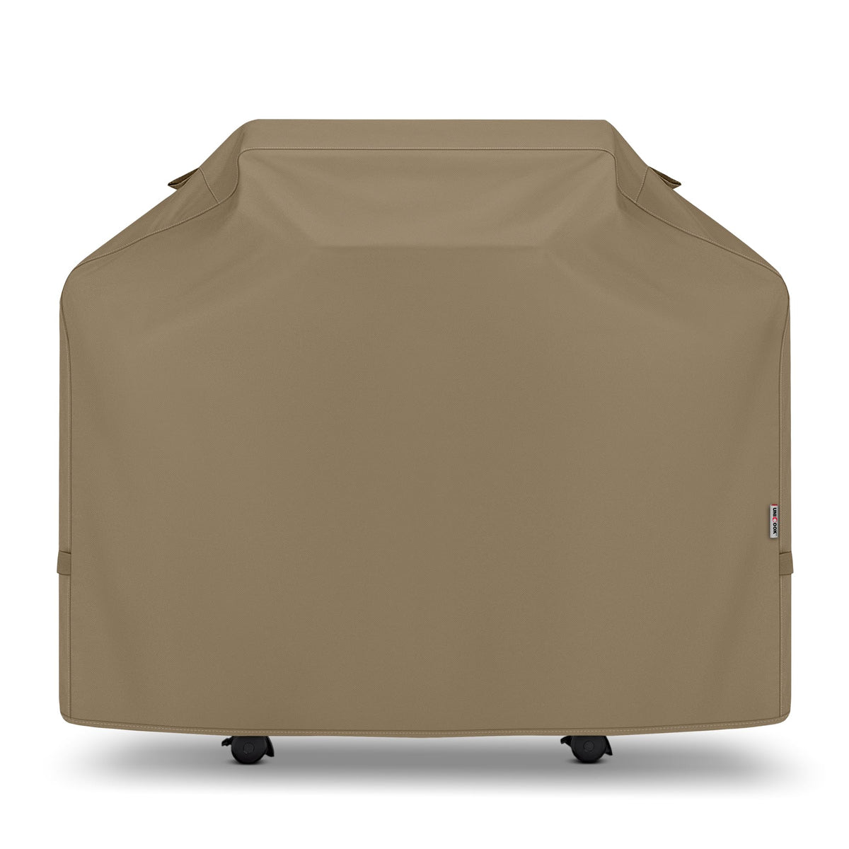 Unicook 50 Inch Grill Cover front view in neutral taupe