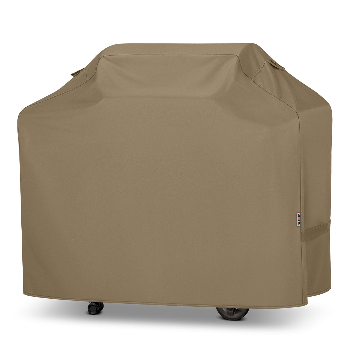 Unicook 55 in. Grill Cover front view in neutral taupe