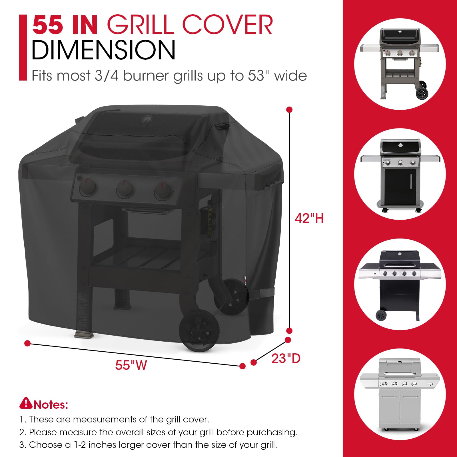 Unicook 55 Inch Grill Cover shown on a grill