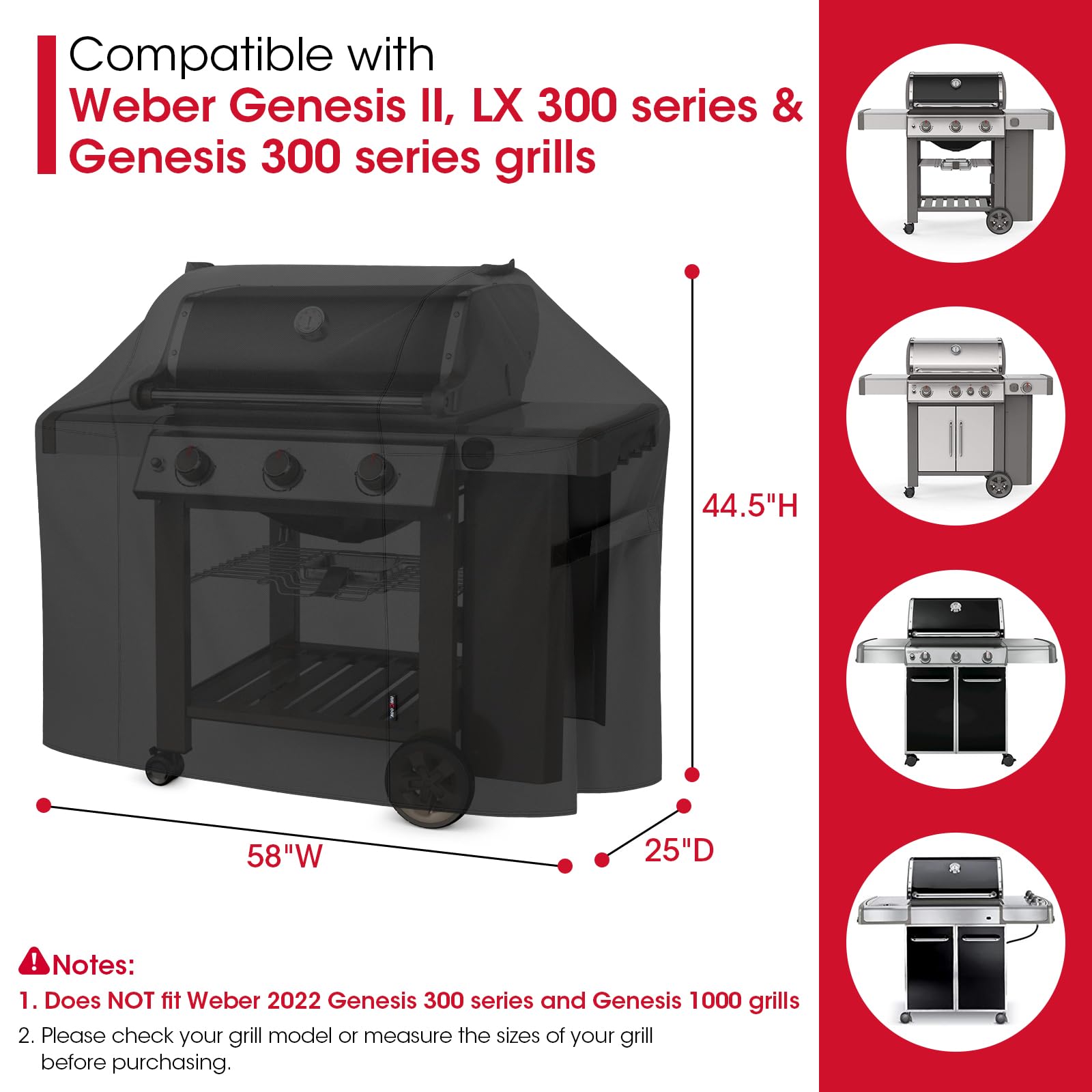 Unicook 58 Inch Grill Cover showing waterproof vinyl coating
