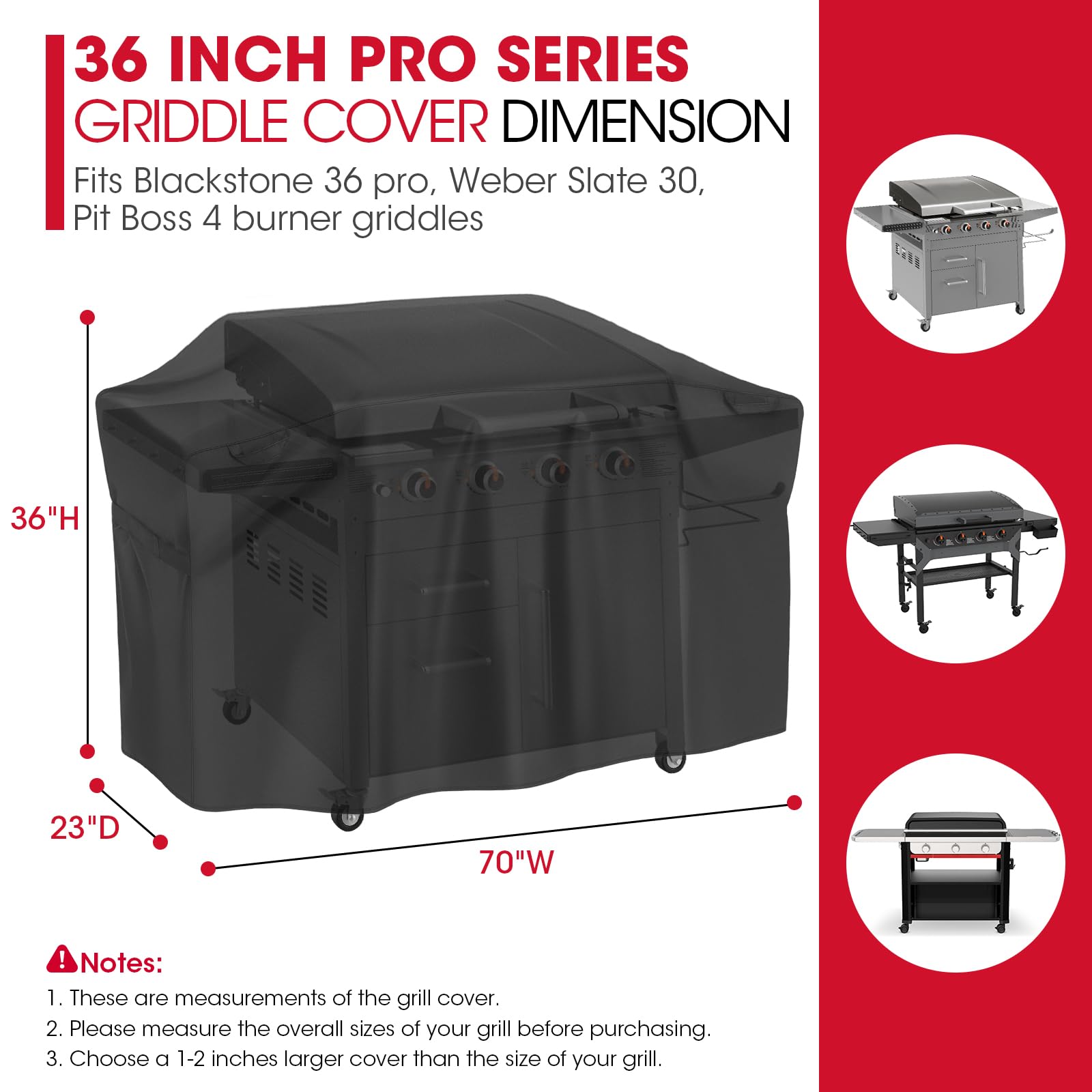 Unicook Griddle Cover for Blackstone 36 Inch ProSeries side view
