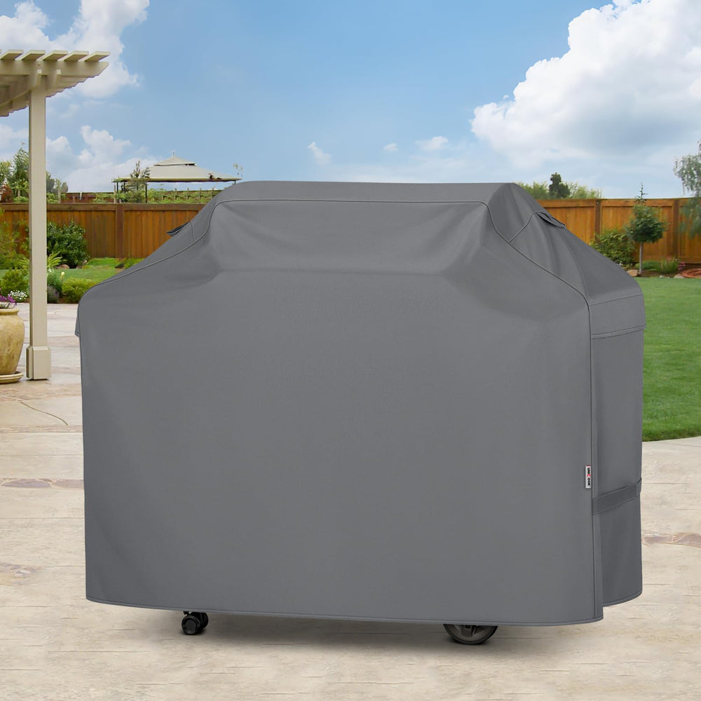 Unicook Grill Cover in gray against outdoor elements