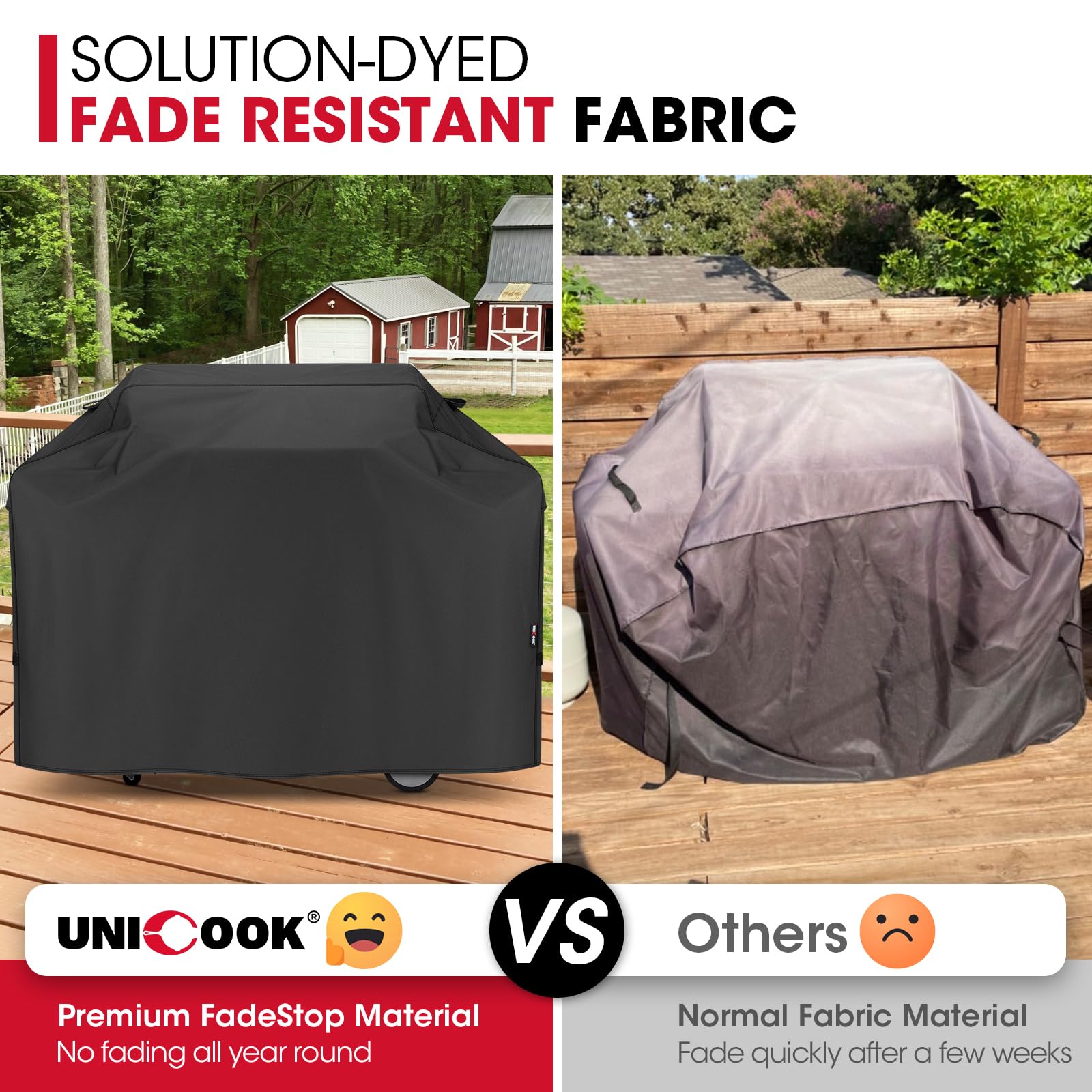 Unicook grill cover on a large gas grill