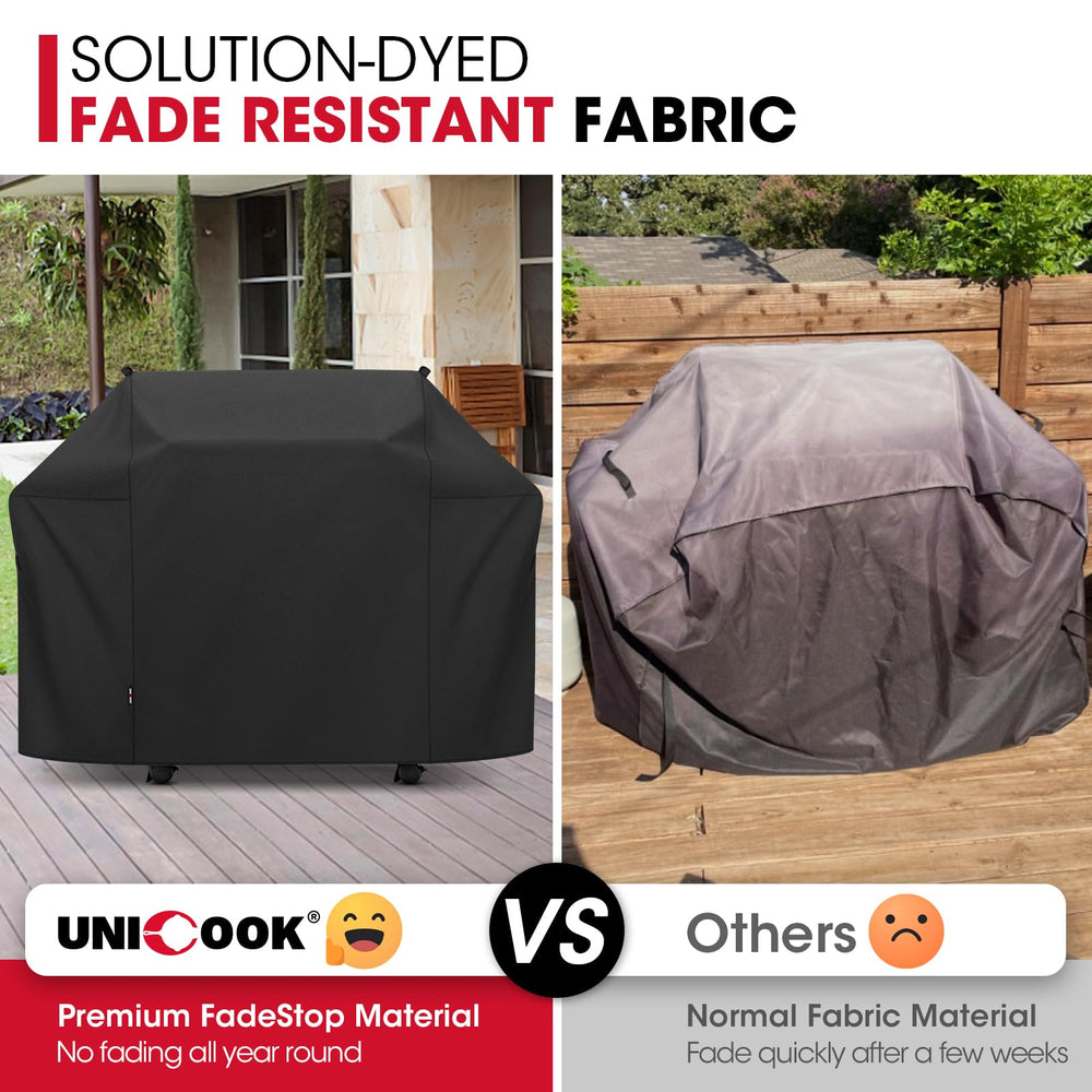Unicook Grill Cover showing dimensions and compatibility