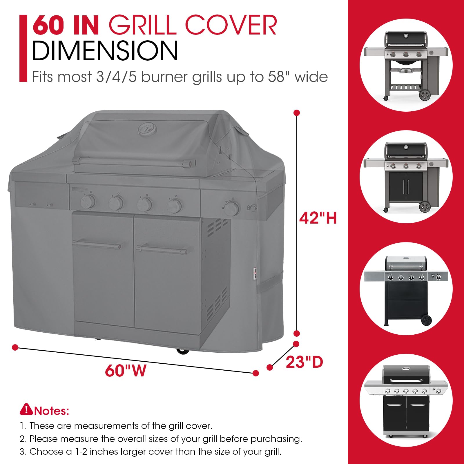 Unicook Grill Cover shown on a 3-burner grill