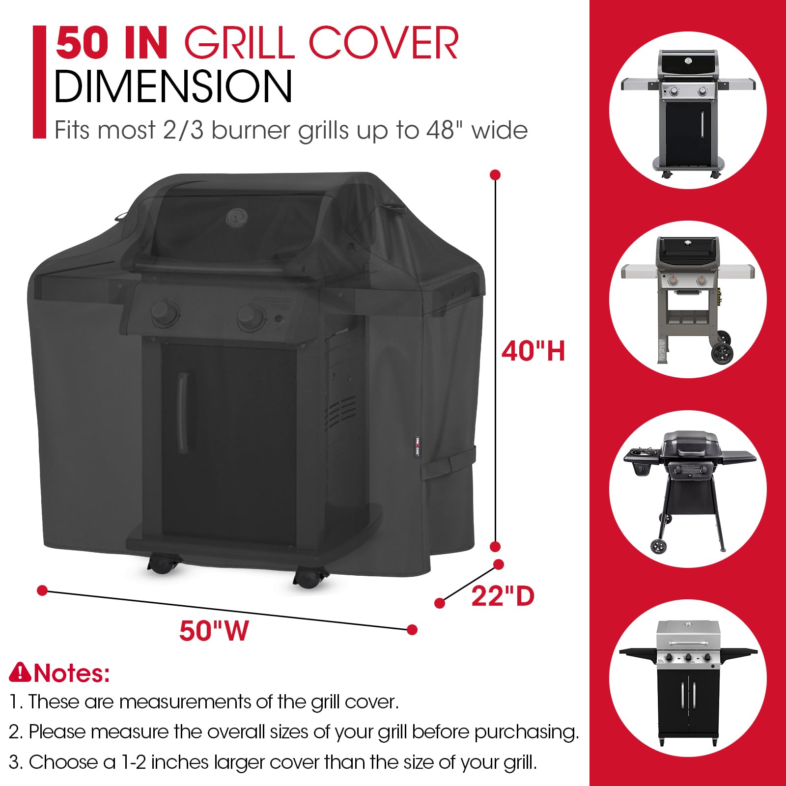 Unicook Grill Cover side view showing straps