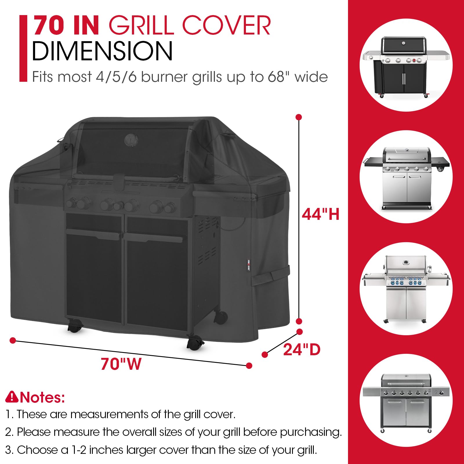 Unicook grill cover side view showing UV resistant fabric