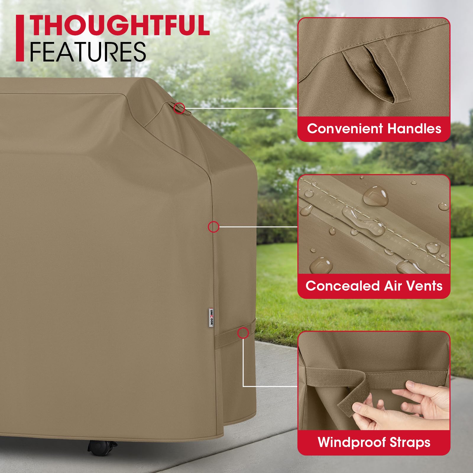 Unicook Grill Cover side view with straps