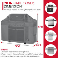 Unicook grill cover with fastening straps attached to a grill