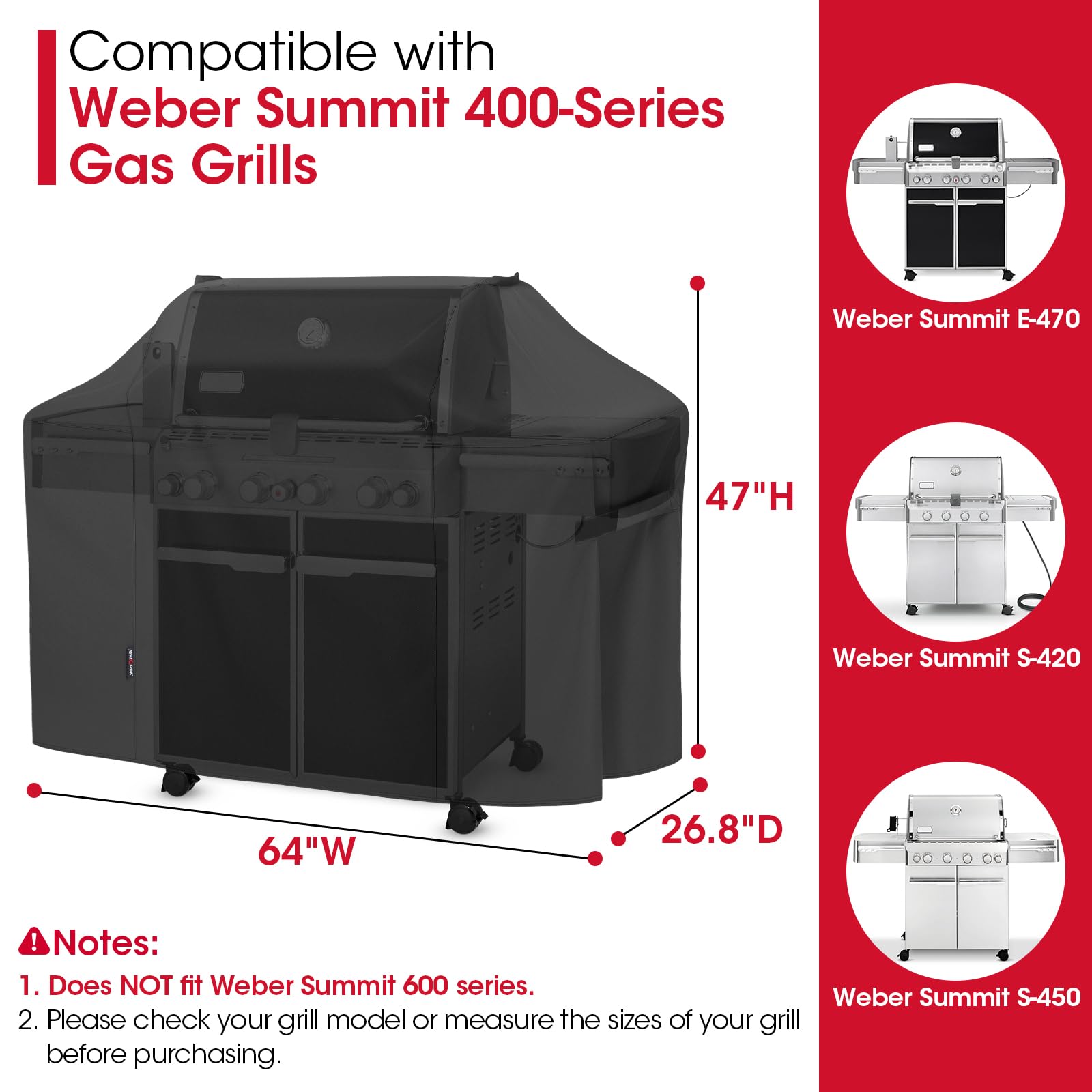 Unicook Grill Cover with handles and straps for secure fit