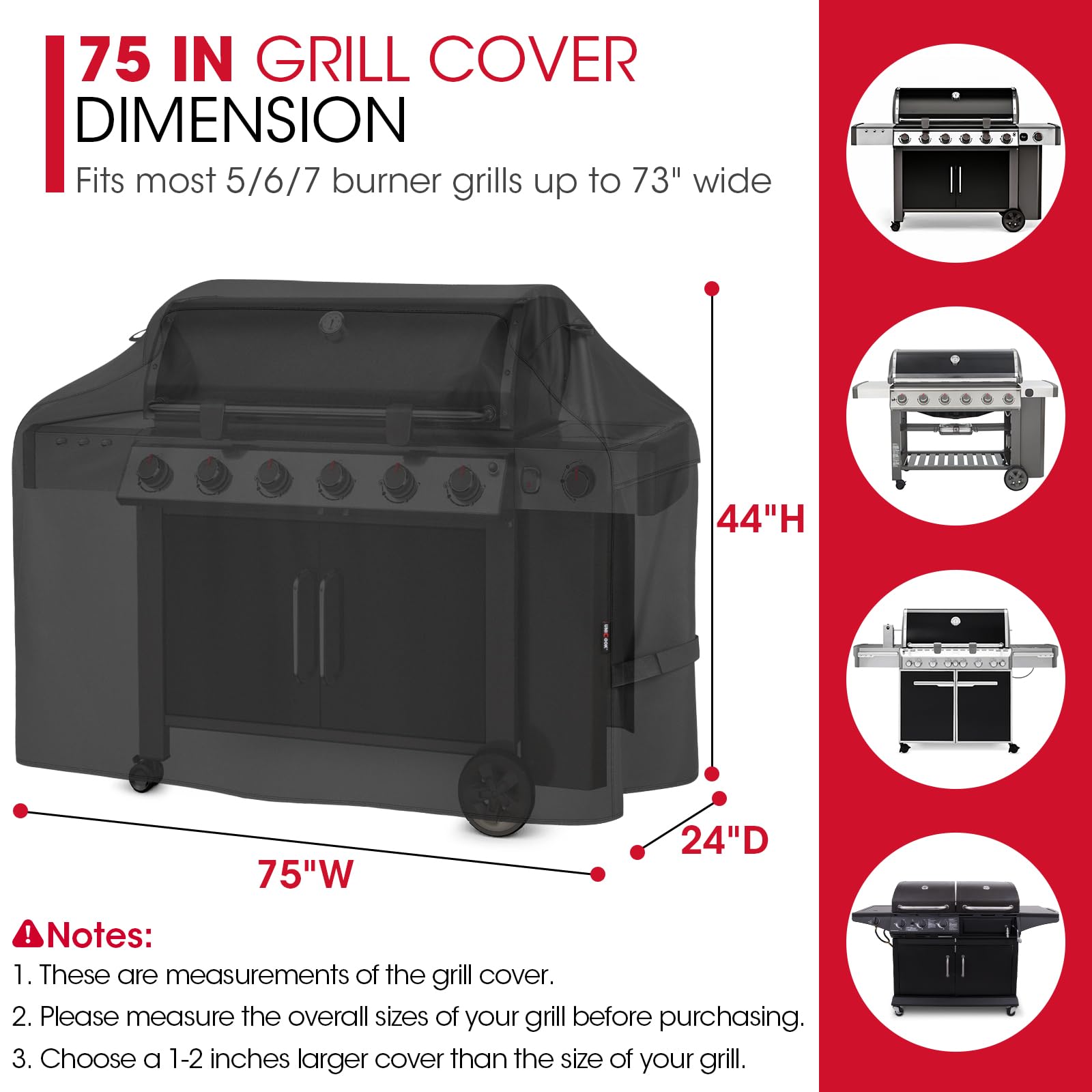 Unicook Grill Cover with handles and straps side view