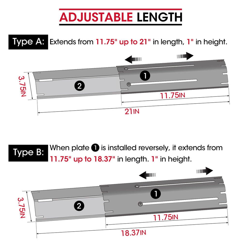 Unicook grill heat plates showing adjustable length feature