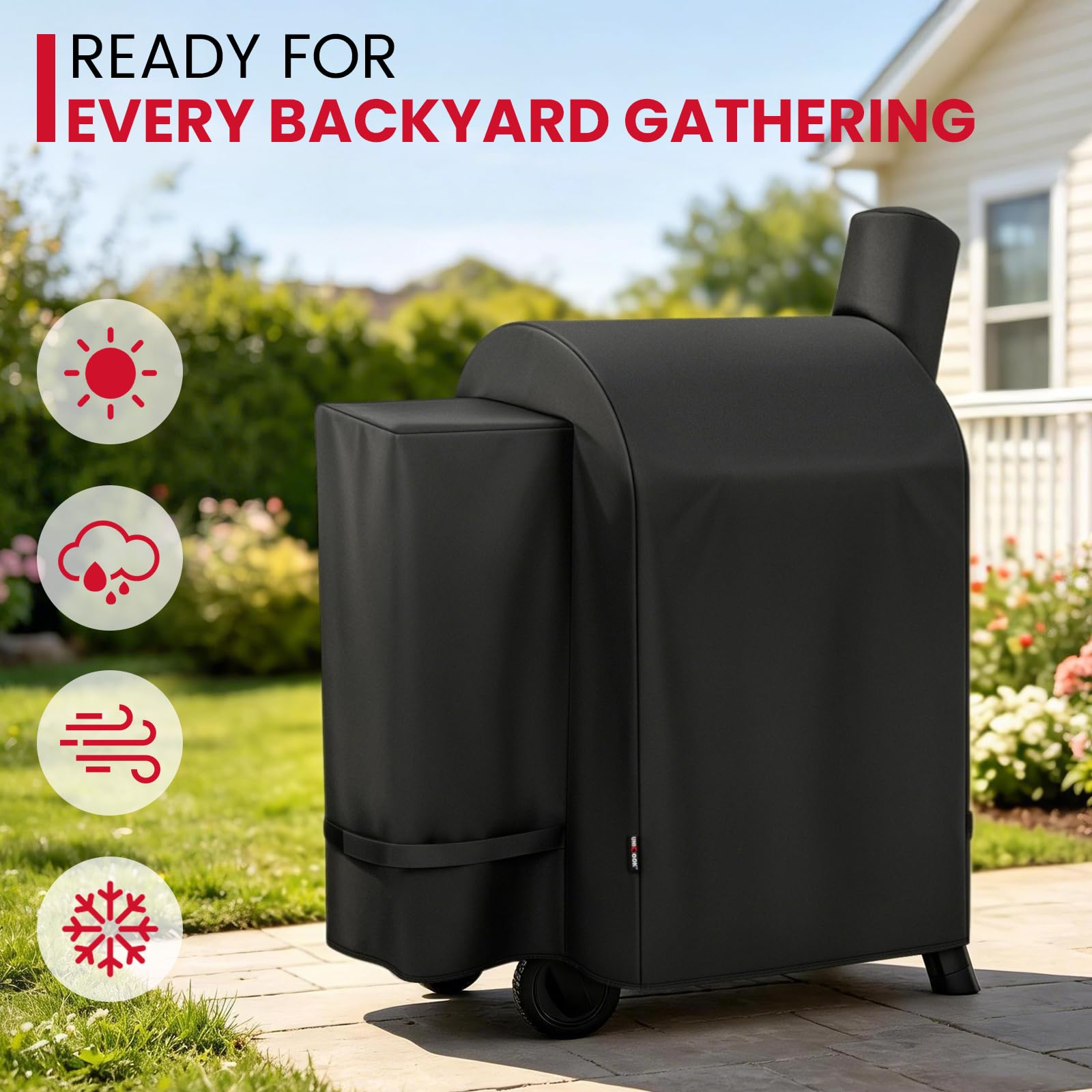 Unicook Pellet Smoker Grill Cover packaging and details