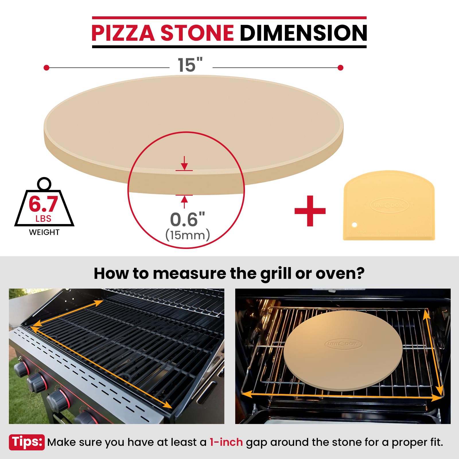 Unicook pizza stone with a pizza on it