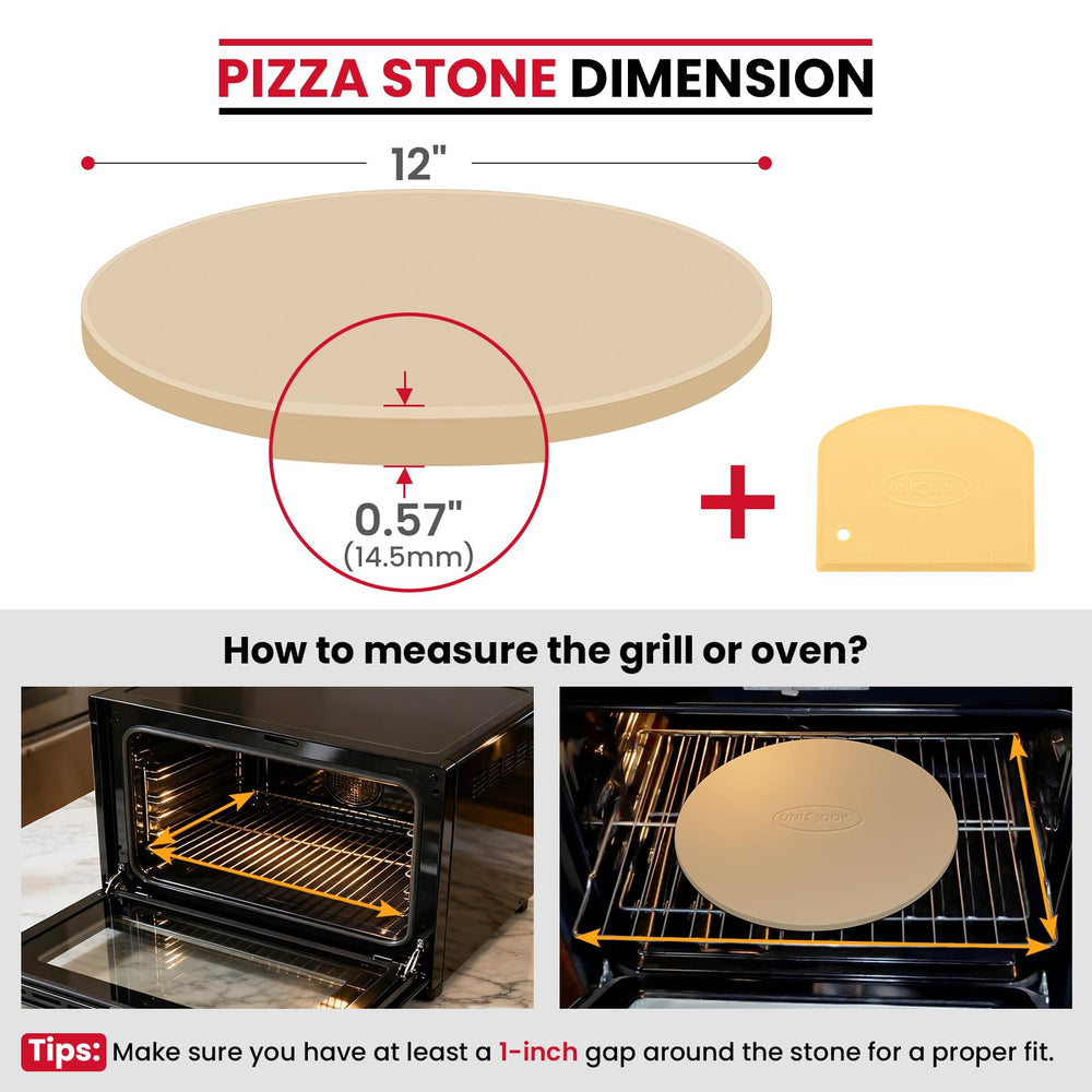 Unicook pizza stone with multi-purpose scraper