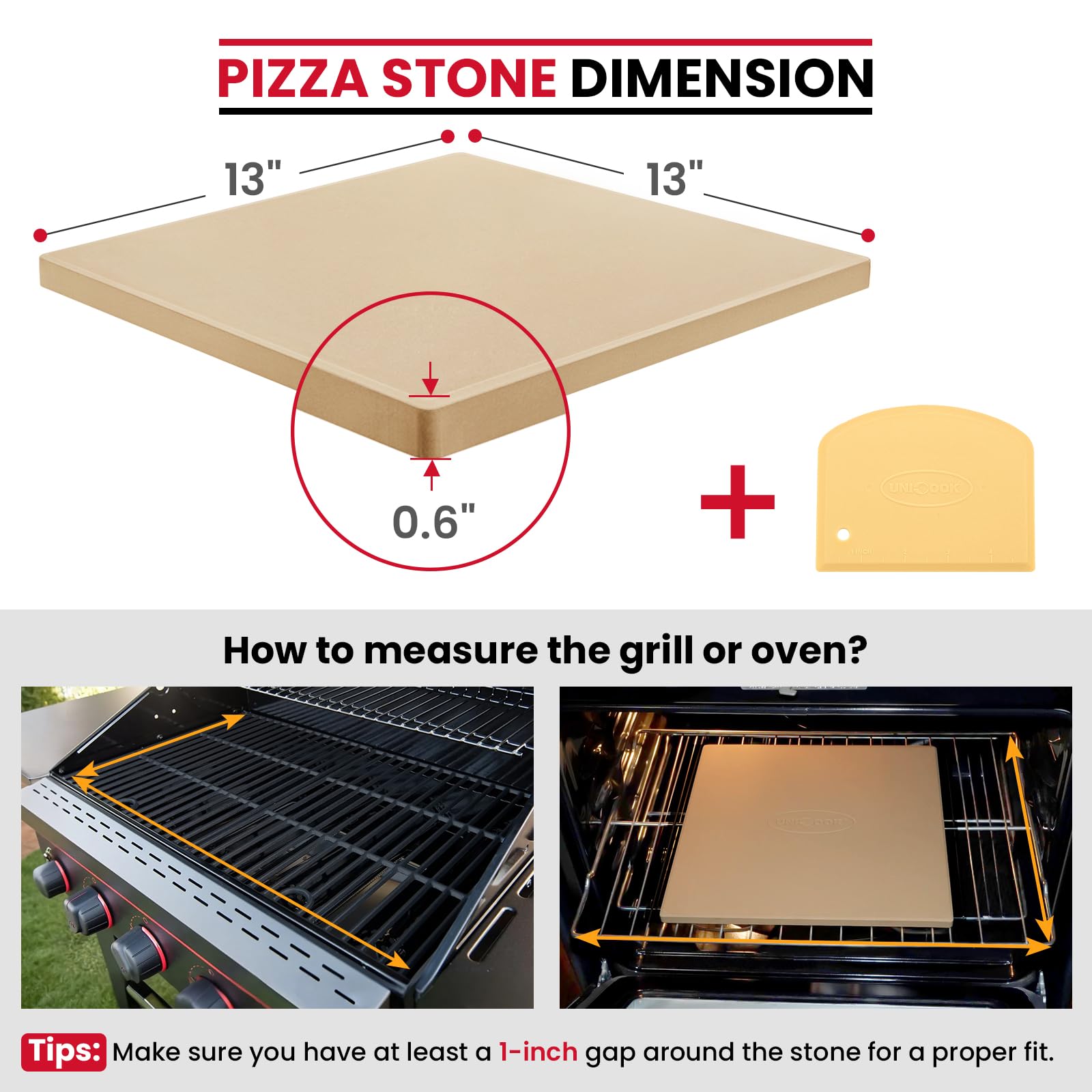 Unicook pizza stone with scraper included