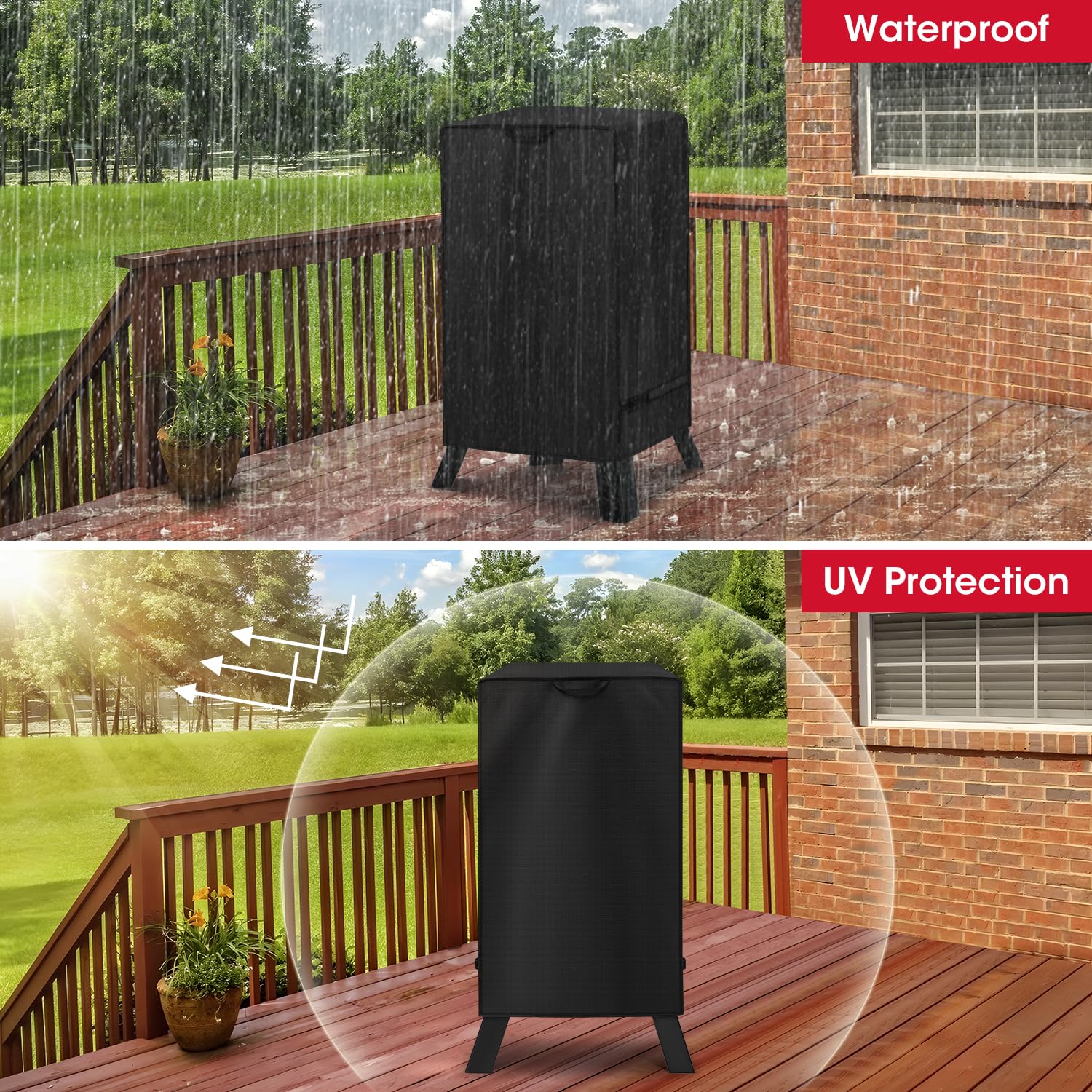 Unicook Smoker Cover being cleaned with a hose